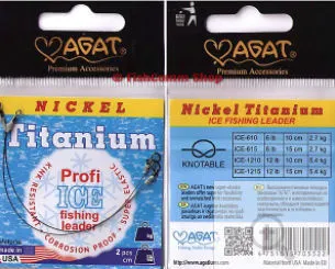 Agat, Поводок Nickel Titanium Profi Ice Fishing Leader, 10см, 2.7кг, 6lb, 2шт
