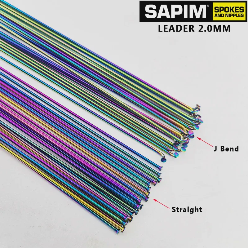Велосипедные спицы Sapim leader 2,0, круглые спицы j, изогнутые/прямые, цветные велосипедные ранцы с медными колпачками-2