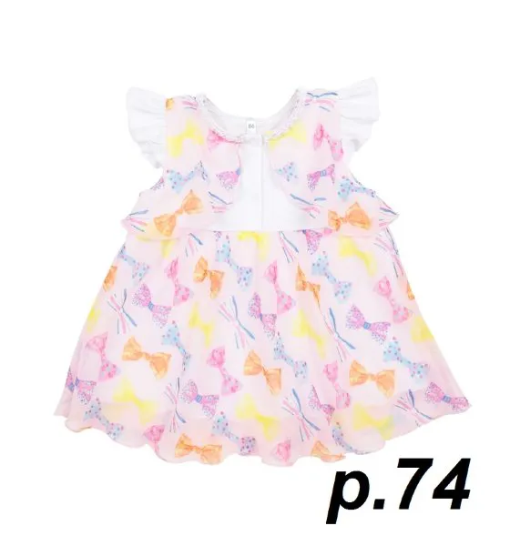 Leader Kids Платье с рукавами крылышко Бантики р.74