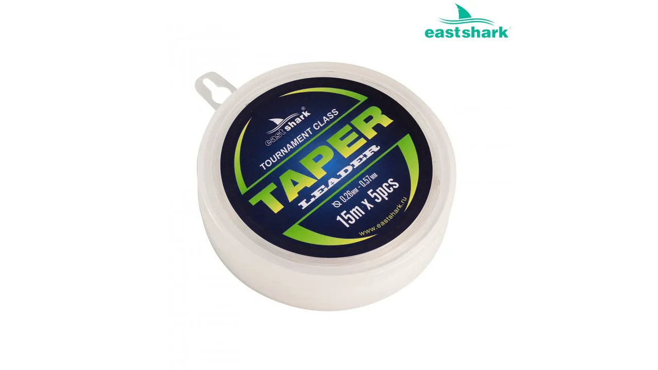 TAPER LEADER Шок-лидер EastShark 0,57 mm-0.26 mm 15m (5 шт)