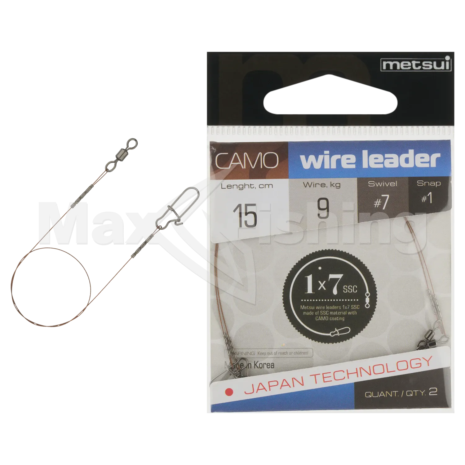 Поводок Metsui Camo Wire Leader AFW 1x7 9кг 15см-2