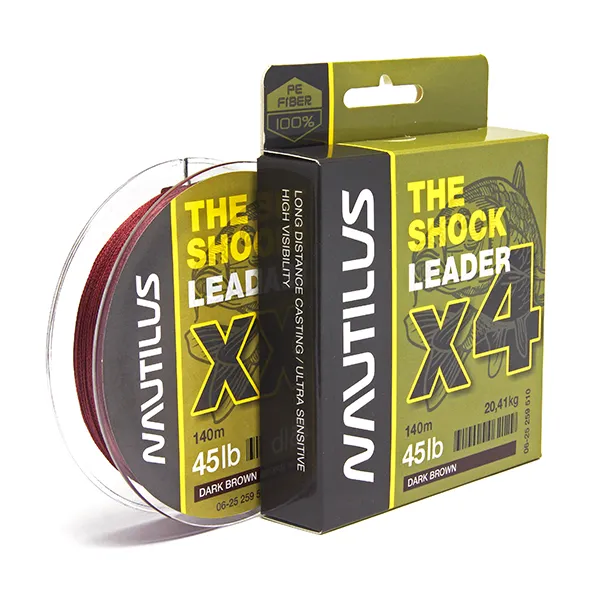 Шнур Nautilus The Shock Leader 20.41кг 45lb Dark brown 140м