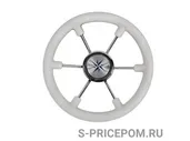 Рулевое колесо LEADER PLAST белый обод серебряные спицы д. 360 мм