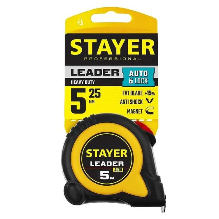 Рулетка Stayer Leader с автостопом 5 м 25 мм арт. 3402-5_z02